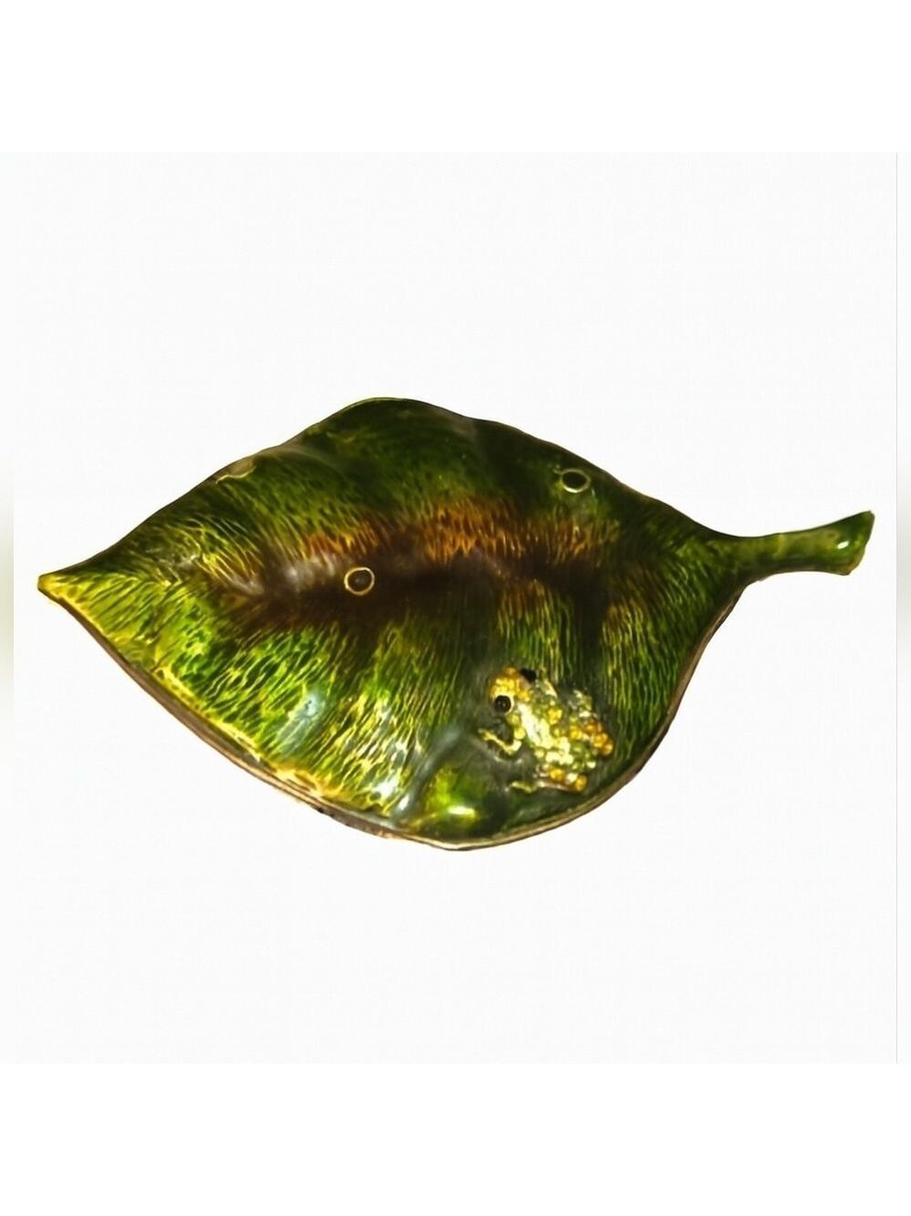 Green Leaf Pill Holder With Frog Detail